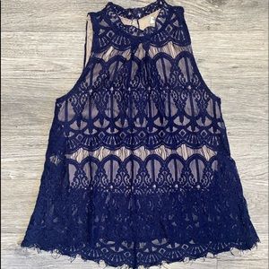 Lace Navy Blouse
